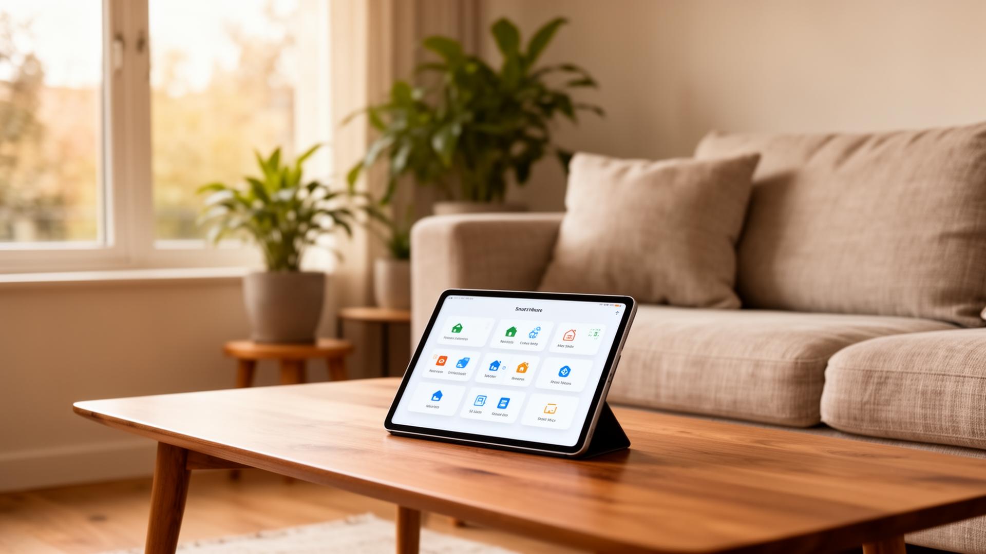 Smart home tablet in een moderne vakantiewoning