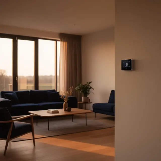 Modern verhuurd interieur met slimme thermostaat